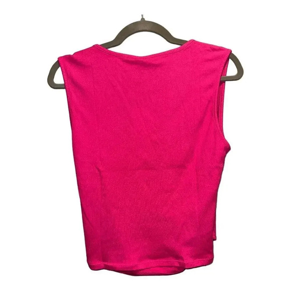 NWT Bobi Los Angeles‎ Pink Semi Cropped Ribbed Tank Top - Picture 3 of 6